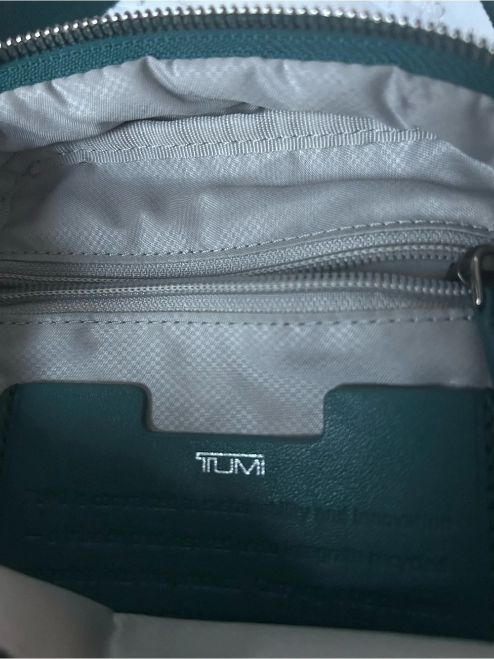 Tumi Teal Cardholder Travel Organizer with Interior Zip Pocket